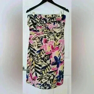 Banana Republic Floral Print Midi Dress - Pink, Blue, Yellow